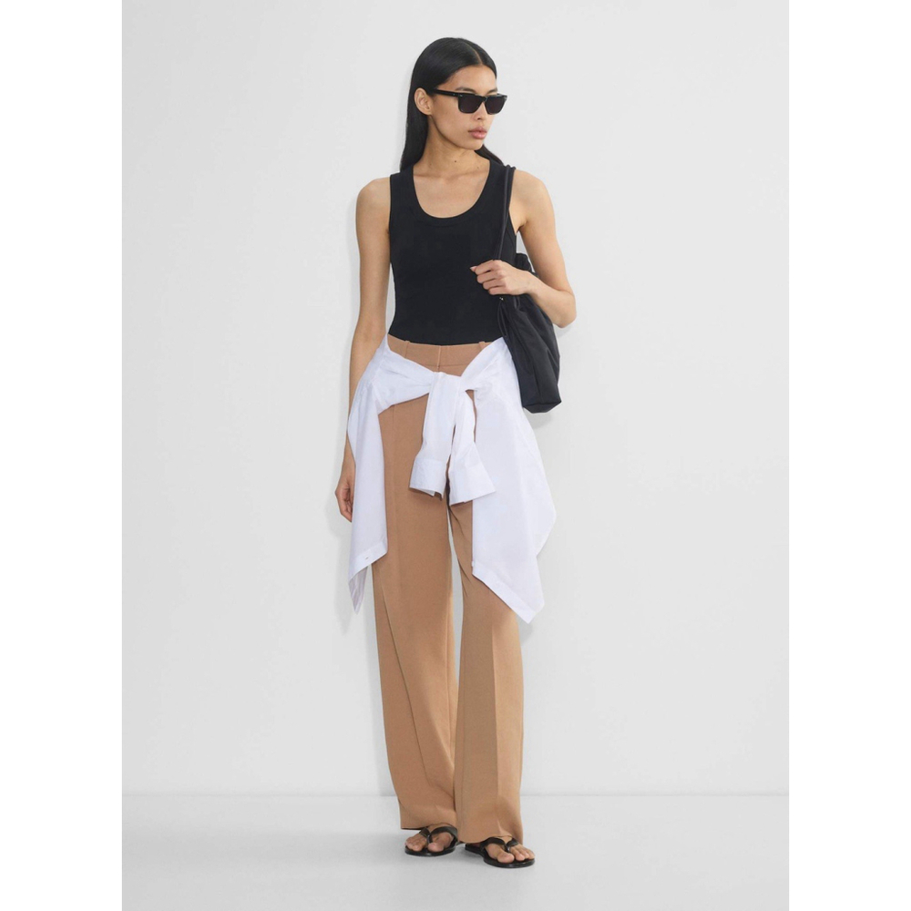 Aritzia Wilfred Effortless Pants Crepette Saville Tan Size 4 High Rise 30”L READ